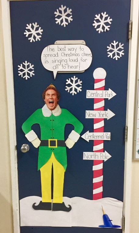 'Elf' Christmas decoration for a classroom door