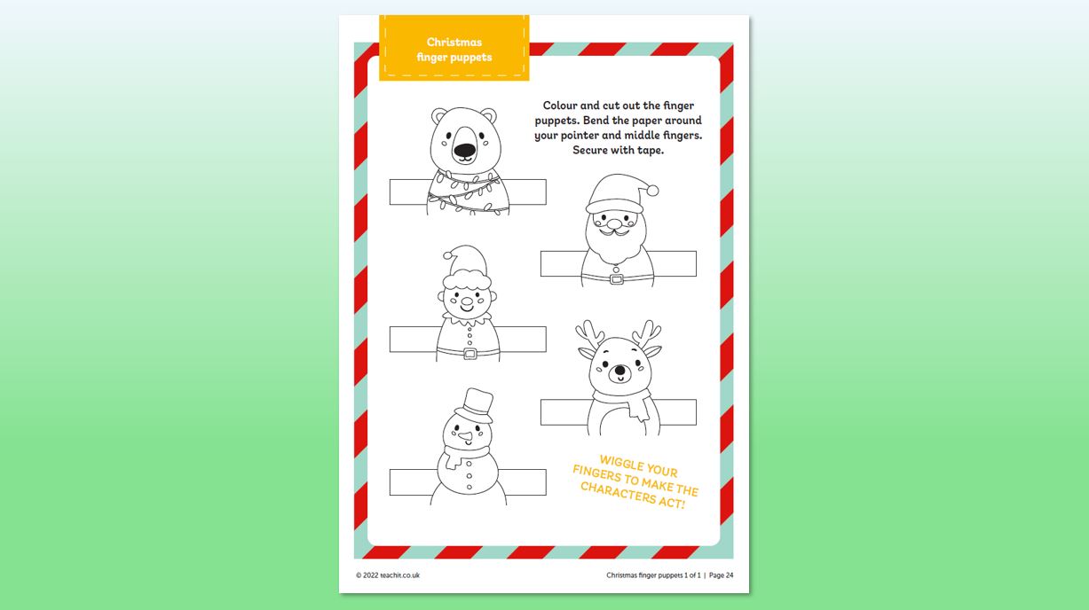 Christmas finger puppets craft activity