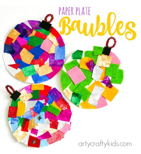 Paper Plate Bauble Craft from Arty Crafty Kids